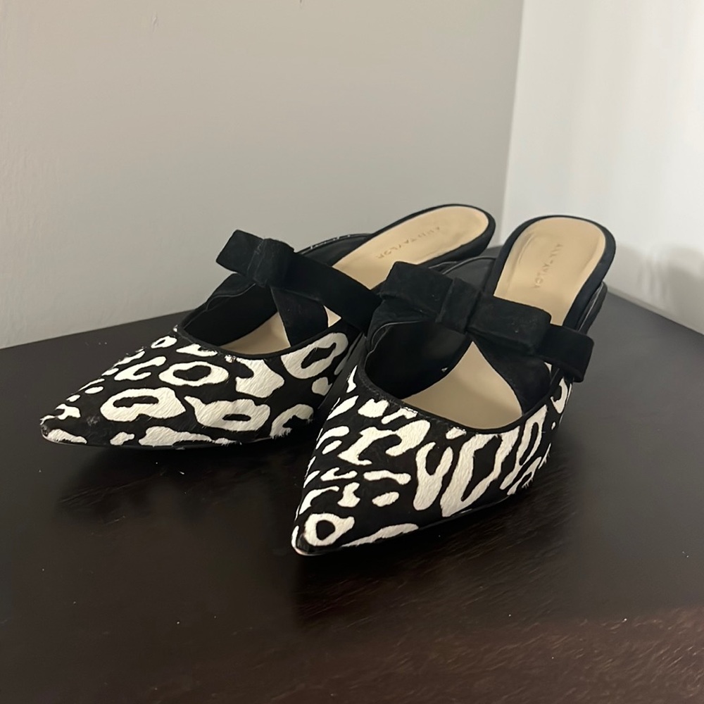 Ann Taylor Women’s Pony Hair Mules in Black & White